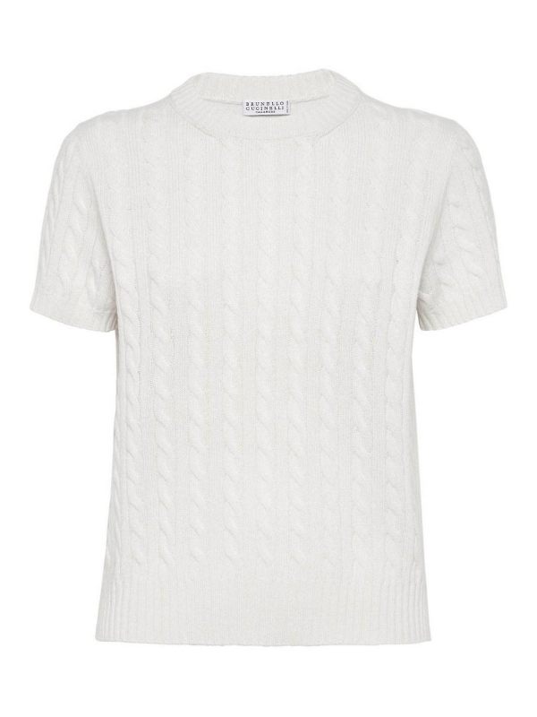 Brunello Cucinelli Pull Col Rond - Blanc