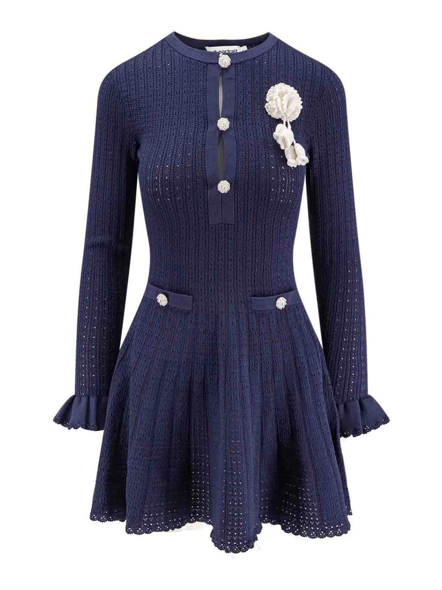 Self Portrait Pull Col Bateau - Bleu