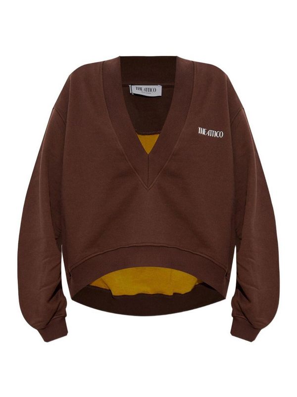 The Attico Pull Col Bateau - Marron Foncé