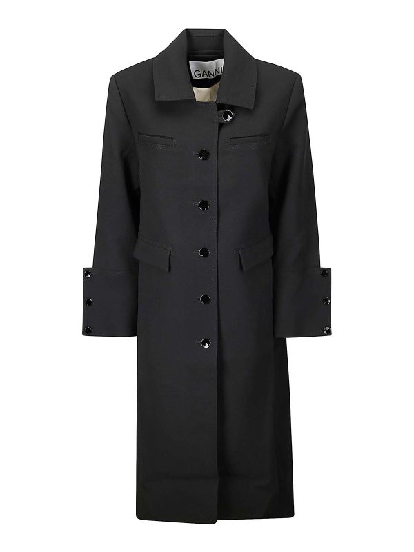 Ganni Manteau Court - Noir