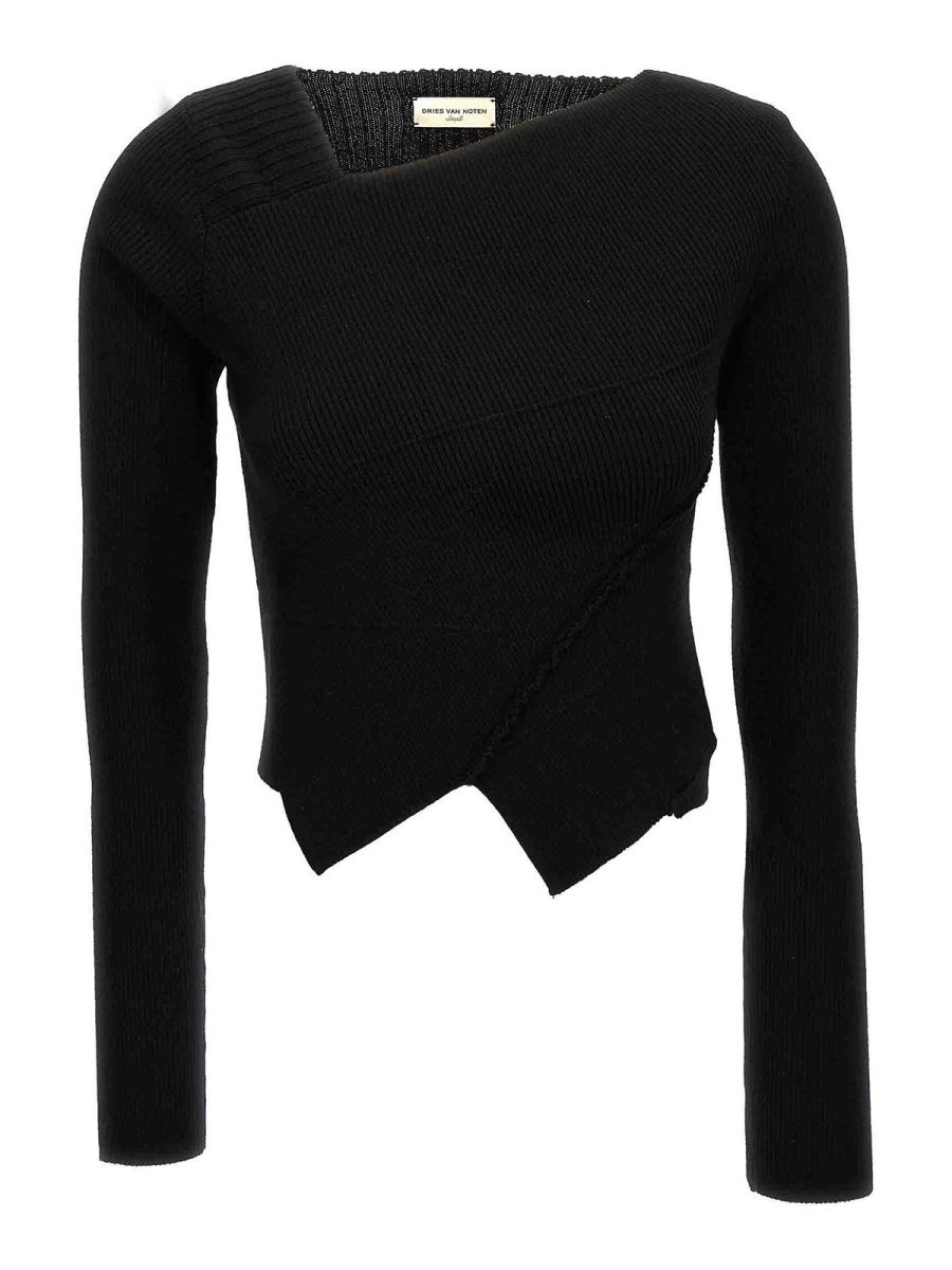 Dries Van Noten Pull Col Rond - Noir