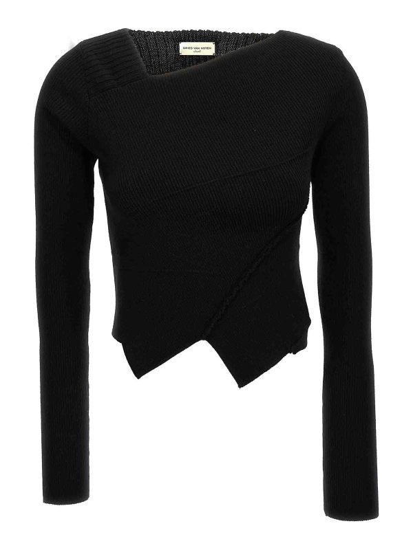 Dries Van Noten Pull Col Rond - Noir
