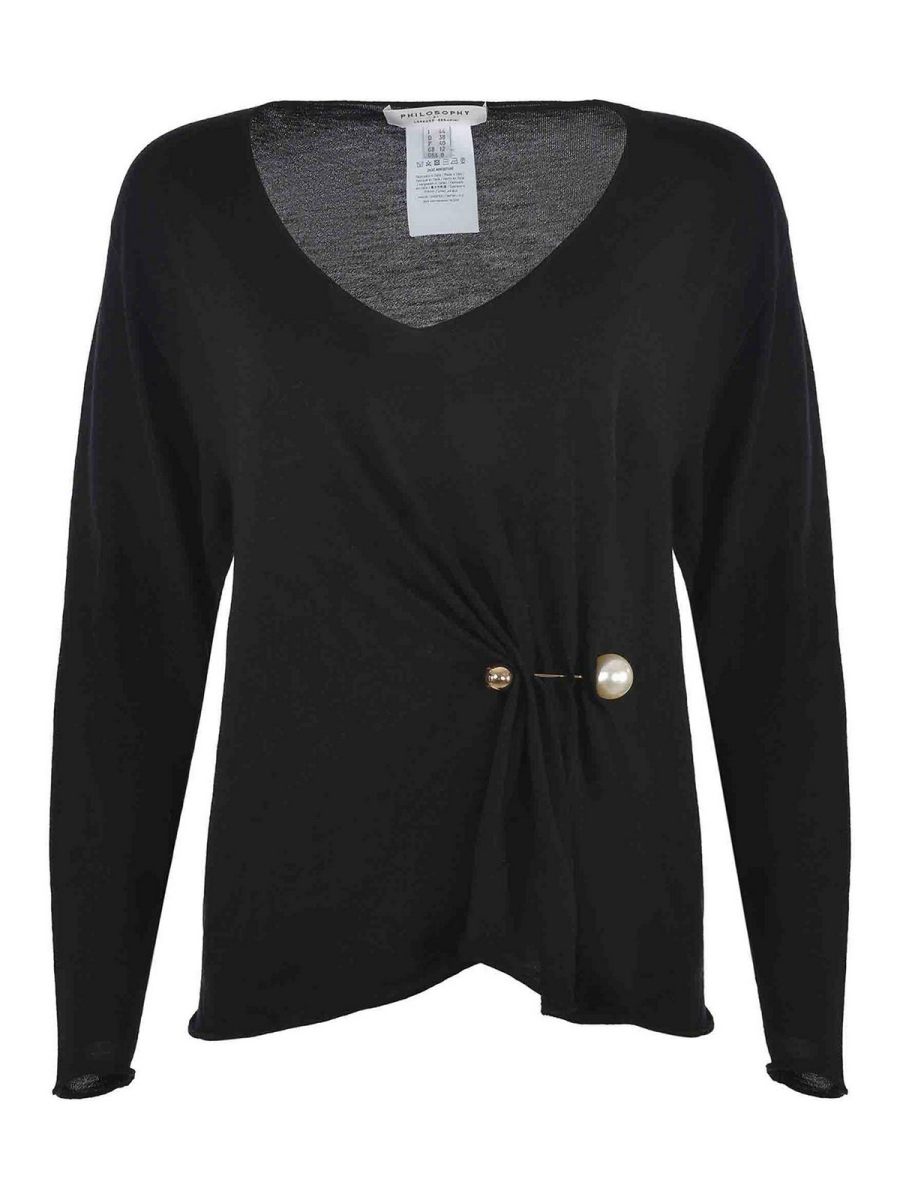 Philosophy di Lorenzo Serafini Pull Col Rond - Noir