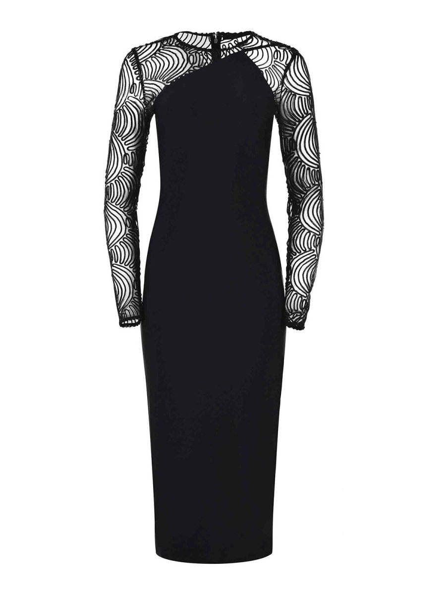 Rotate Birger Christensen Robe Au Genou - Noir