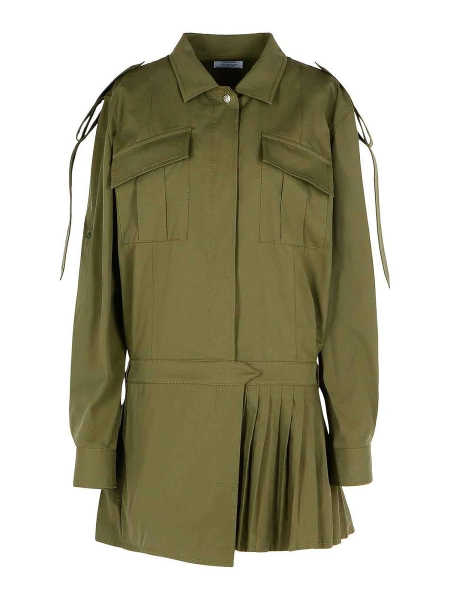 Off-White Robe Au Genou - Vert