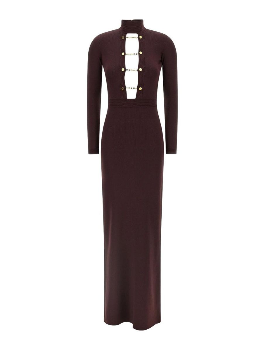 Elisabetta Franchi Robe Au Genou - Rouge Brun
