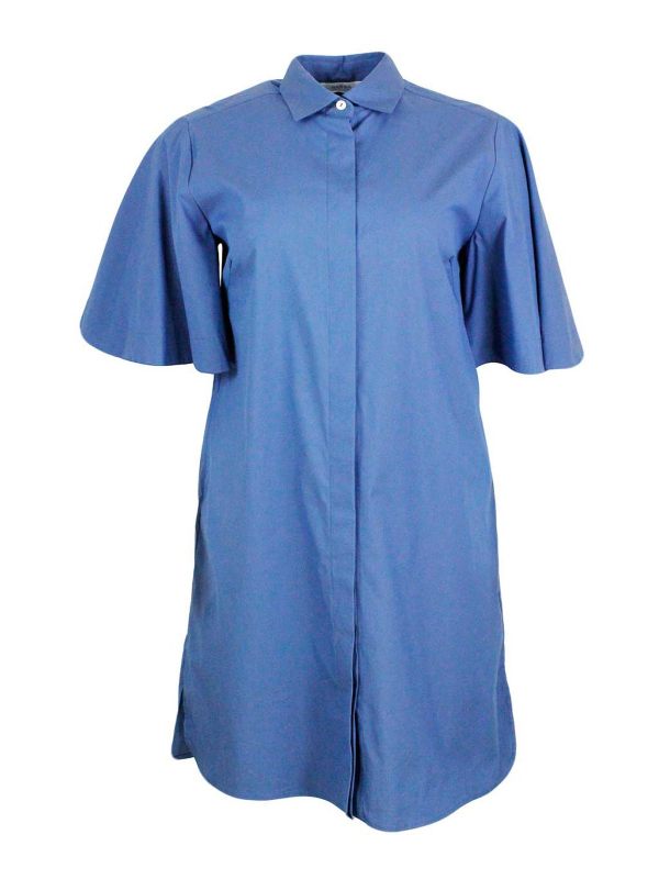 Barba Robe Au Genou - Bleu Clair