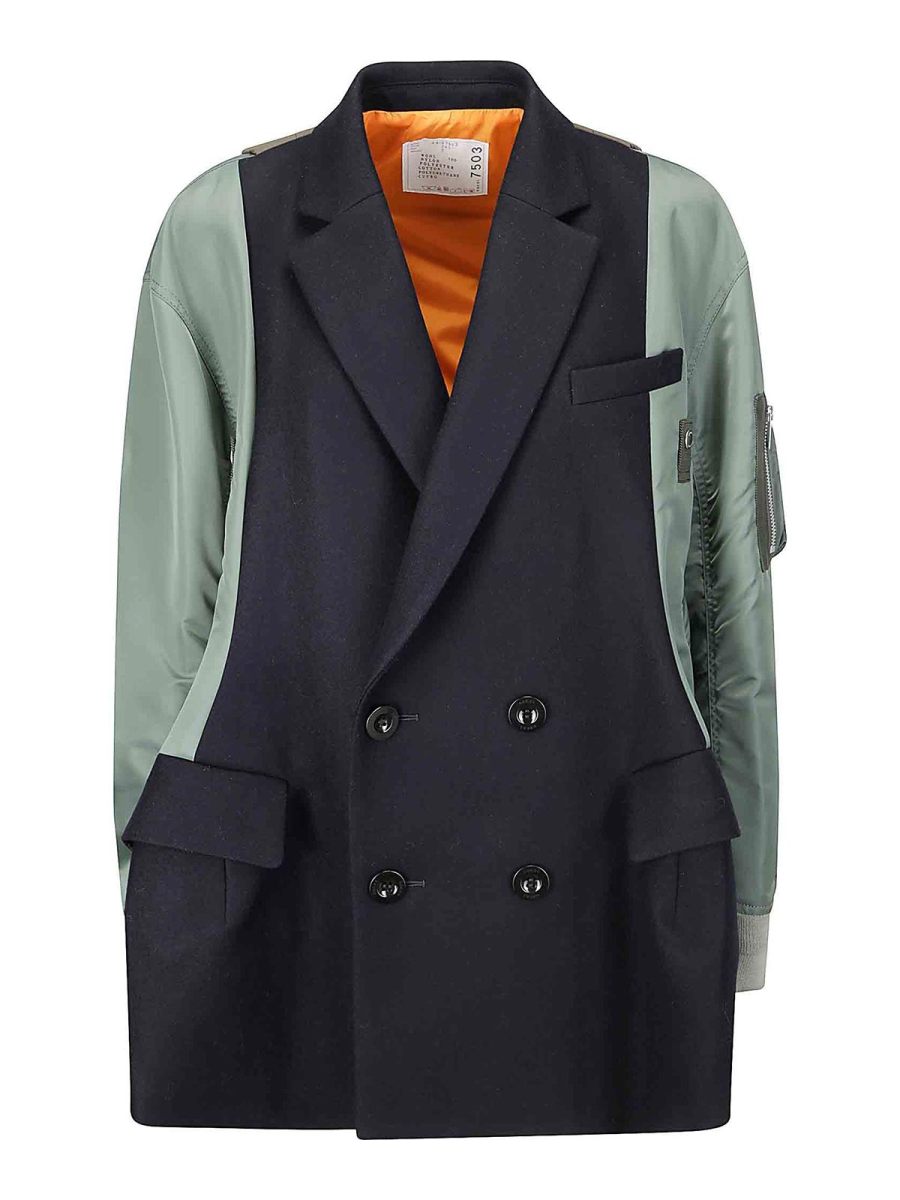 Sacai Manteau Court - Vert