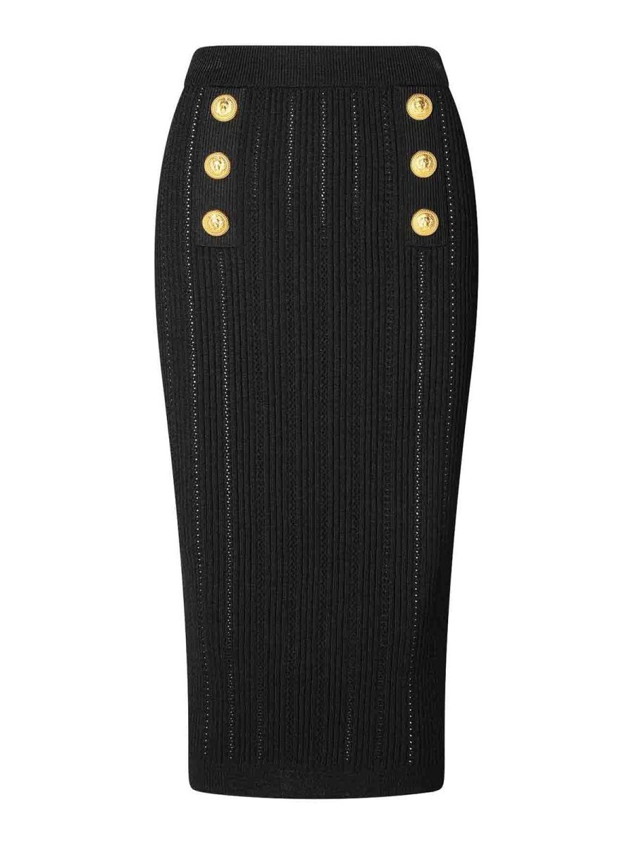 Balmain Jupe Midi - Noir