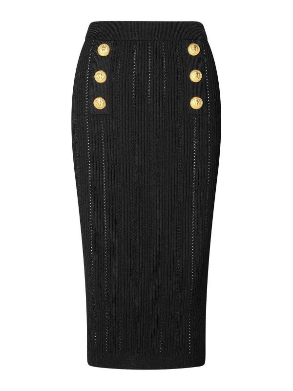 Balmain Jupe Midi - Noir