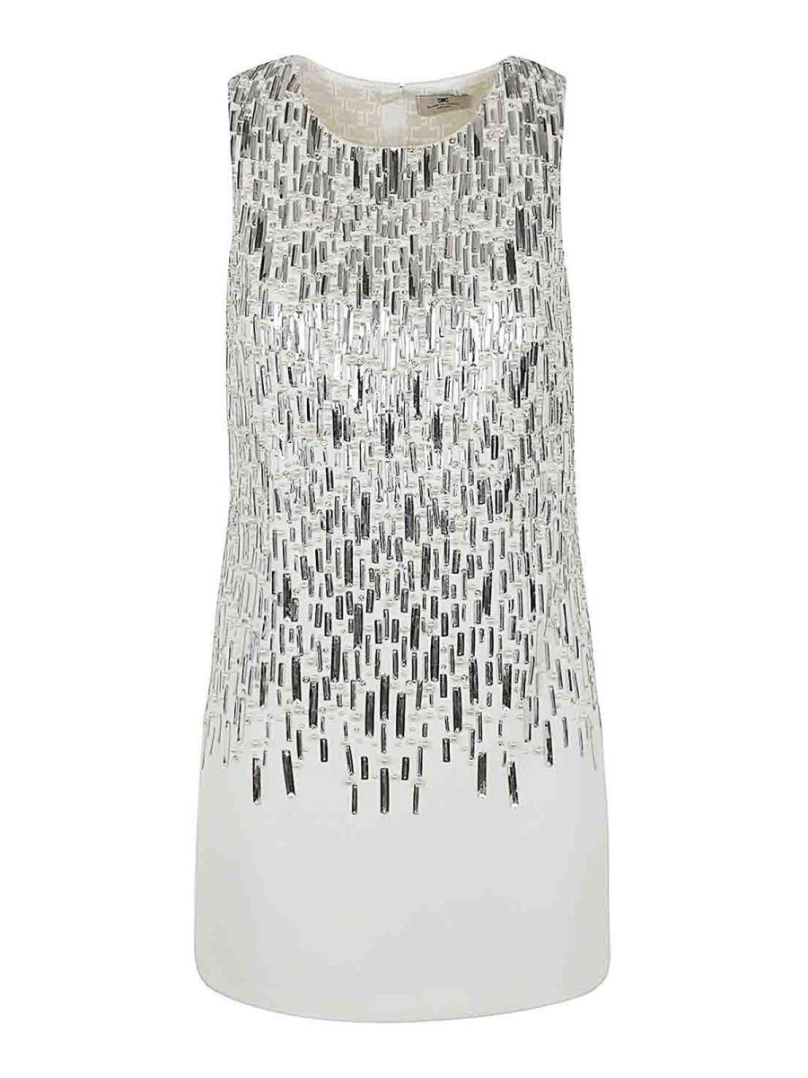 Elisabetta Franchi Robe Au Genou - Blanc