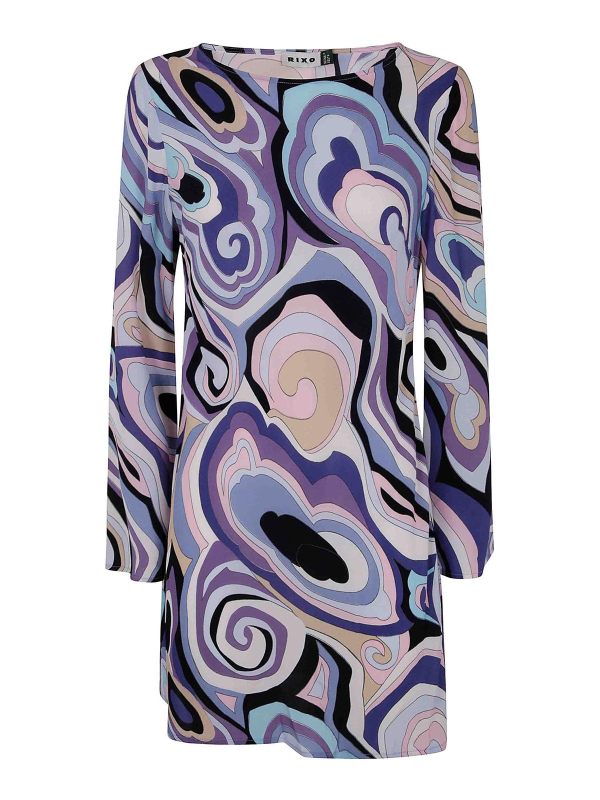 Rixo Robe Au Genou - Bleu