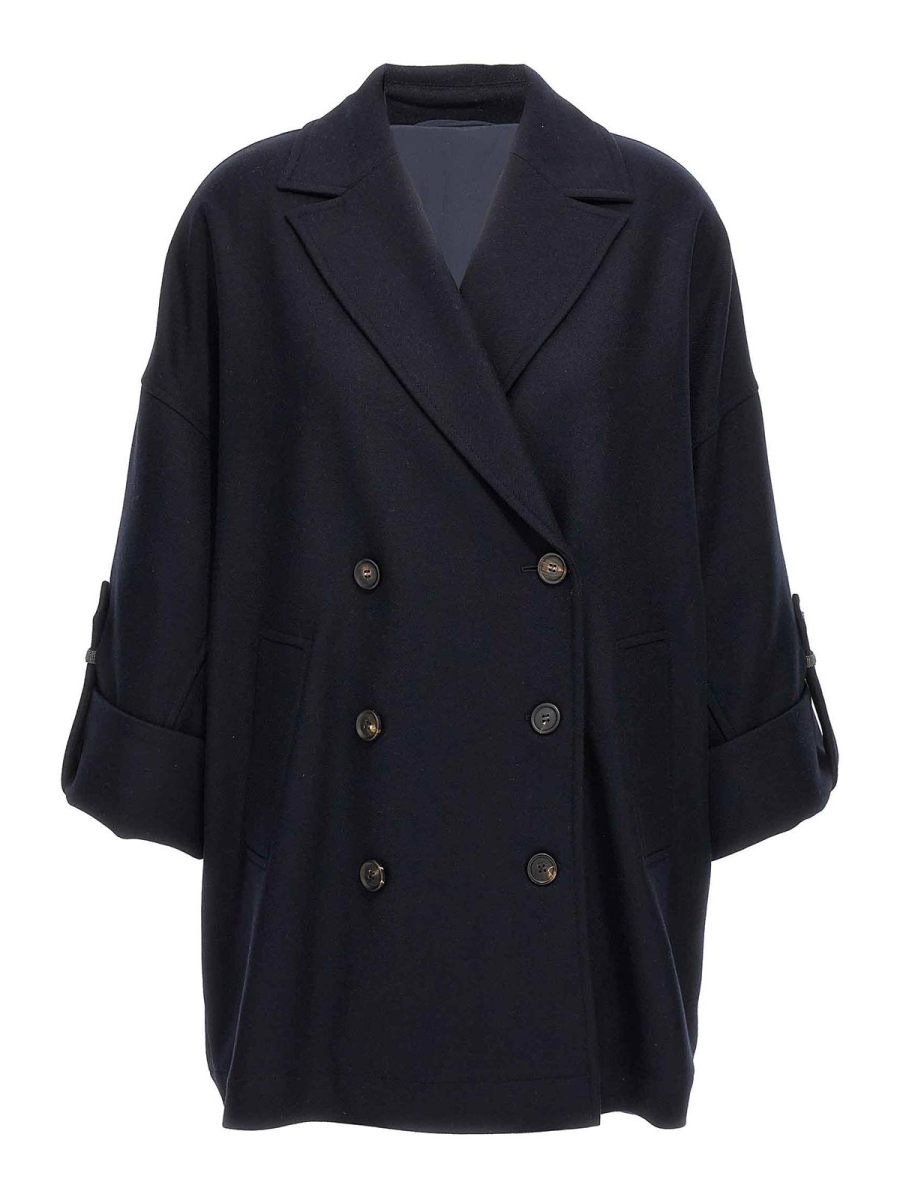 Brunello Cucinelli Manteau Court - Bleu