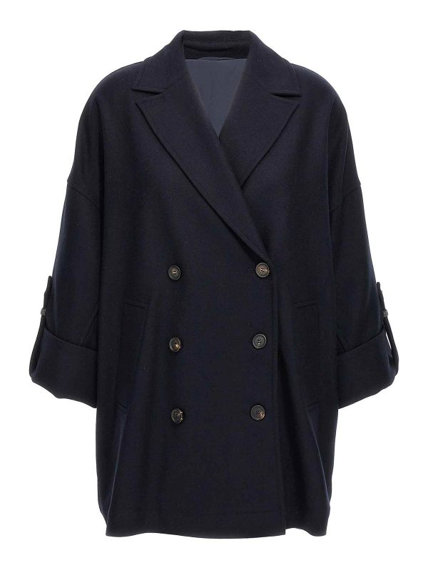 Brunello Cucinelli Manteau Court - Bleu