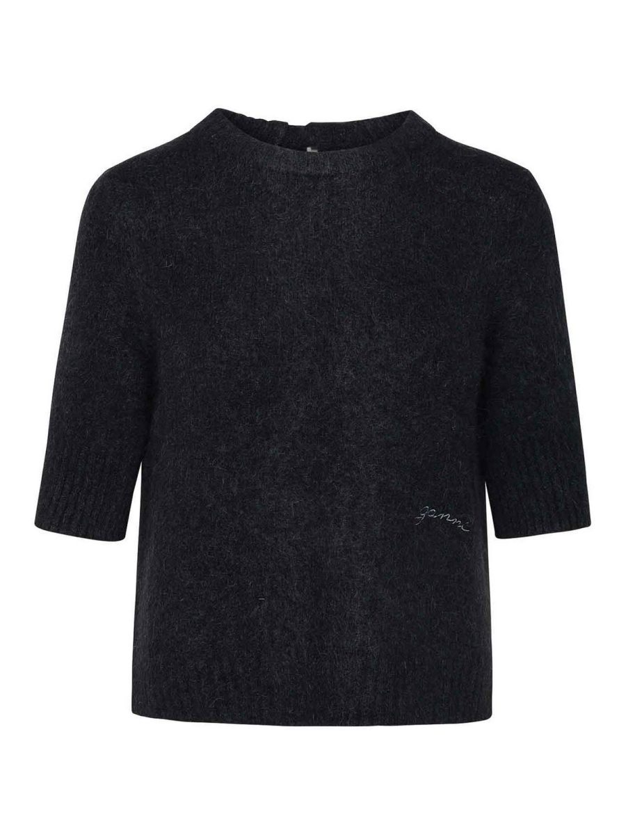 Ganni Pull Col Bateau - Noir