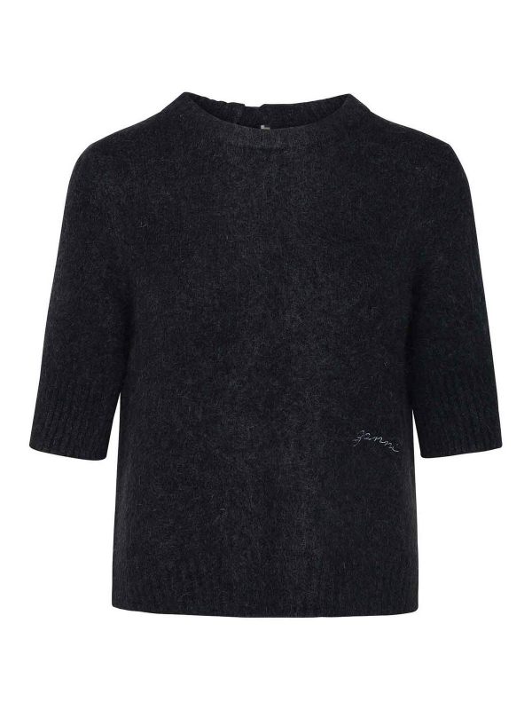 Ganni Pull Col Bateau - Noir