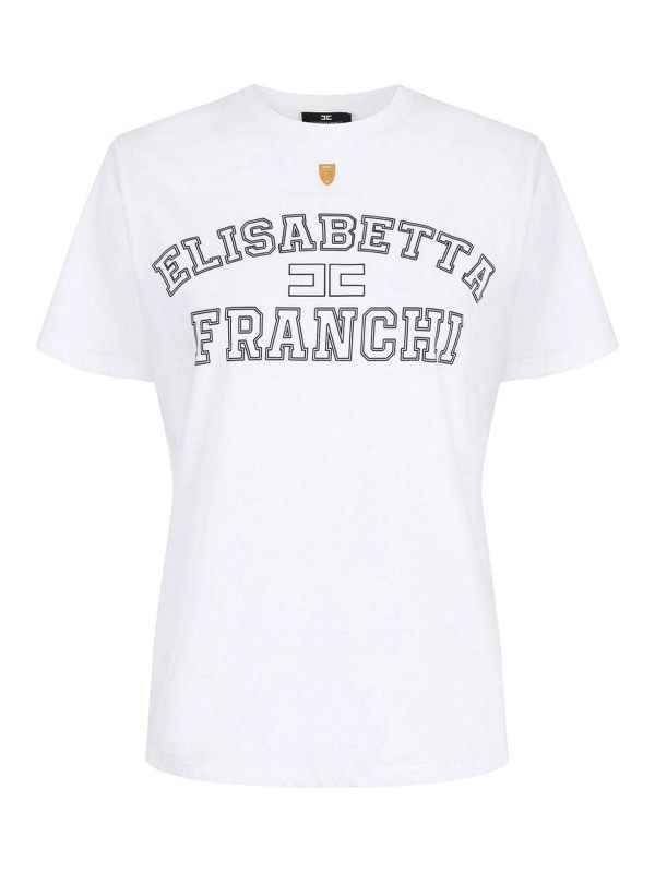 Elisabetta Franchi Pull Col Rond - Blanc
