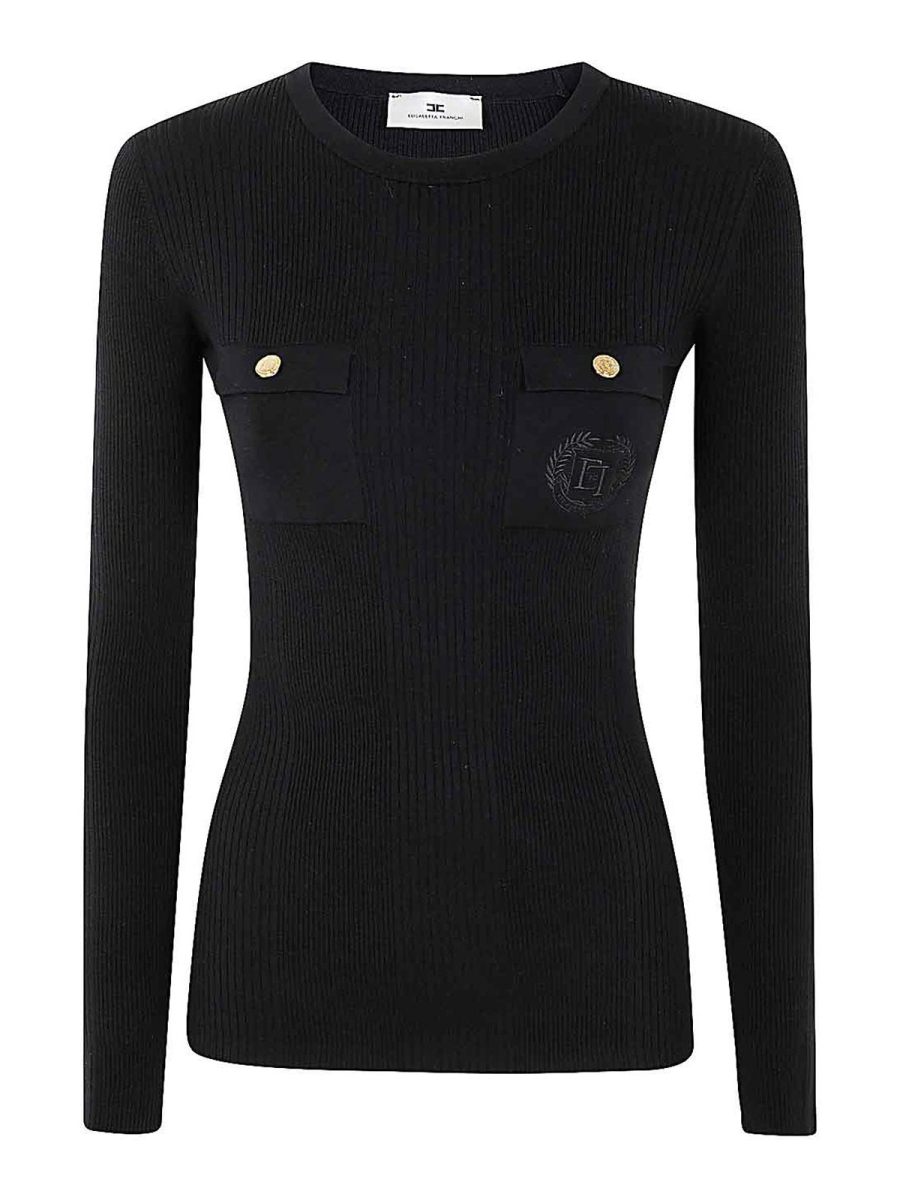 Elisabetta Franchi Pull Col Rond - Noir