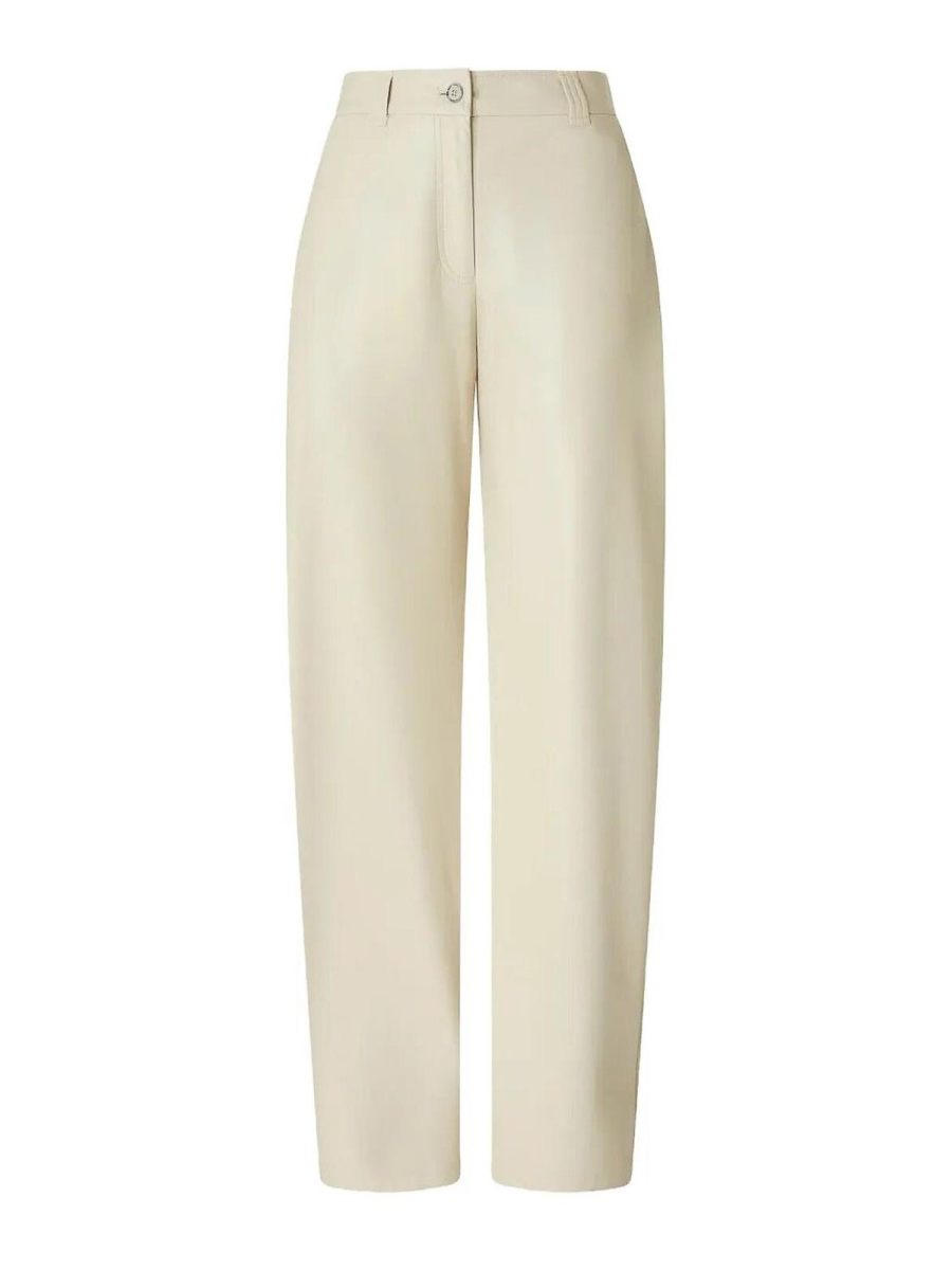 Pinko Pantalons En Cuir - Beige Clair