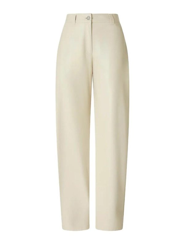 Pinko Pantalons En Cuir - Beige Clair