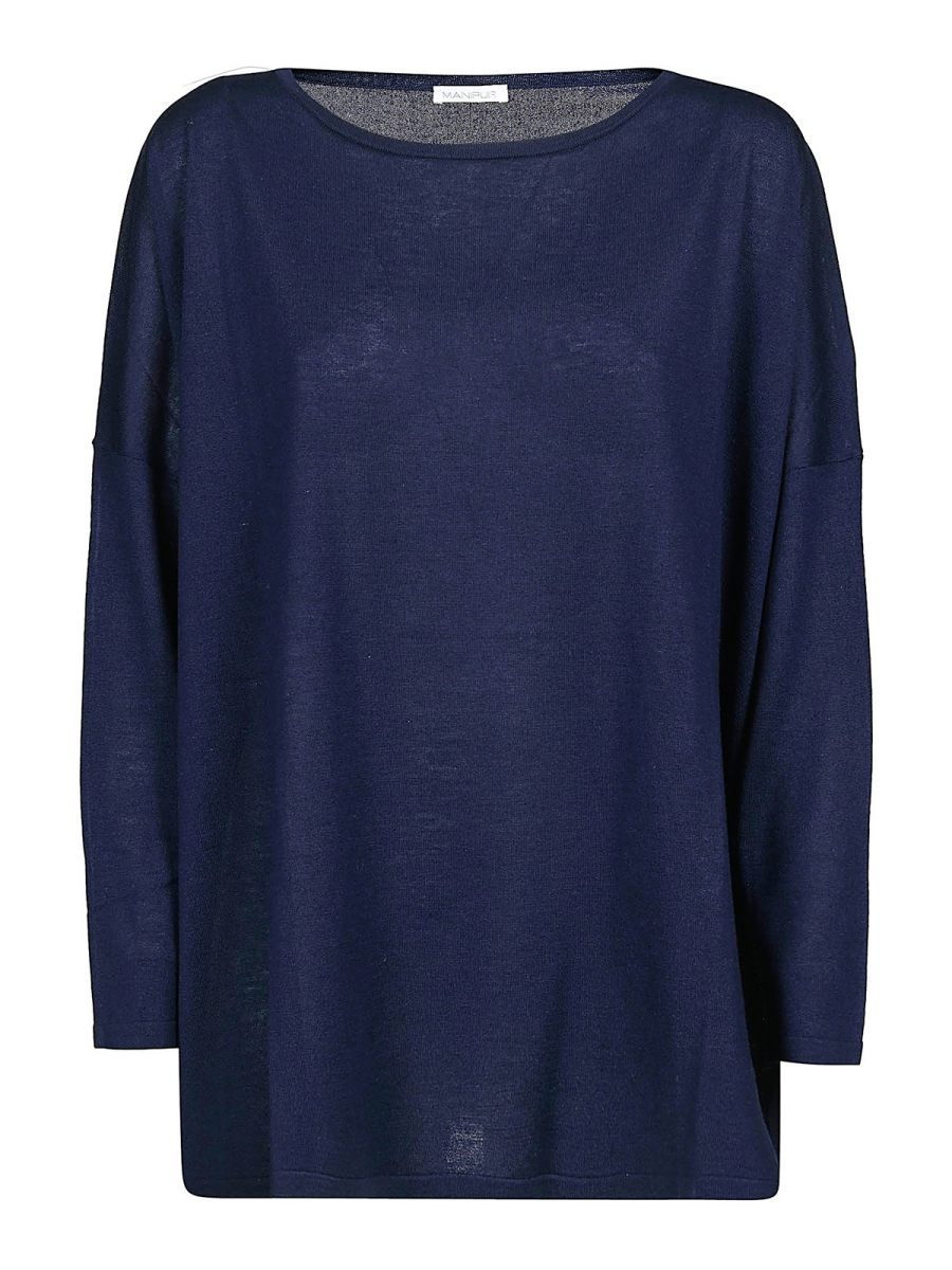 Manipur Cashmere Pull Col Rond - Bleu