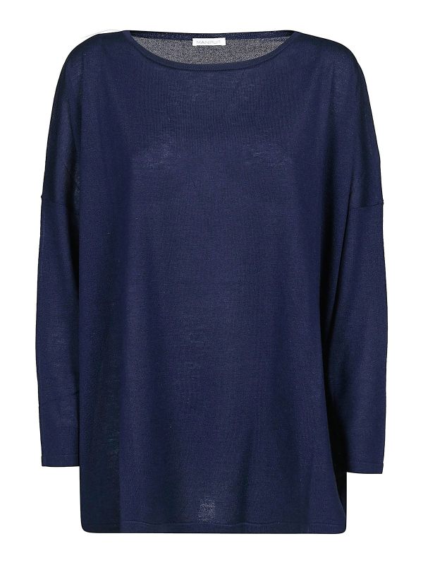 Manipur Cashmere Pull Col Rond - Bleu
