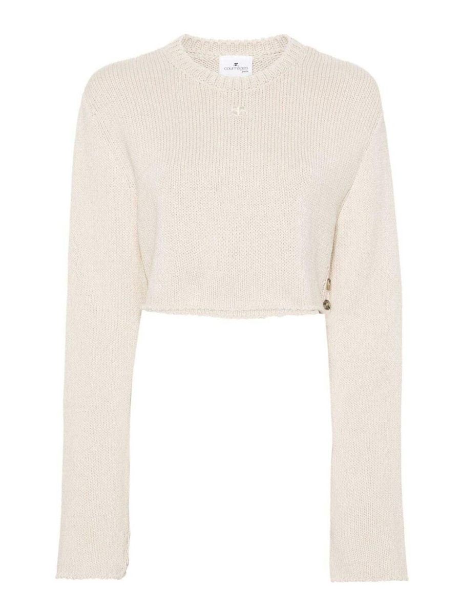 Courreges Pull Col Rond - Blanc