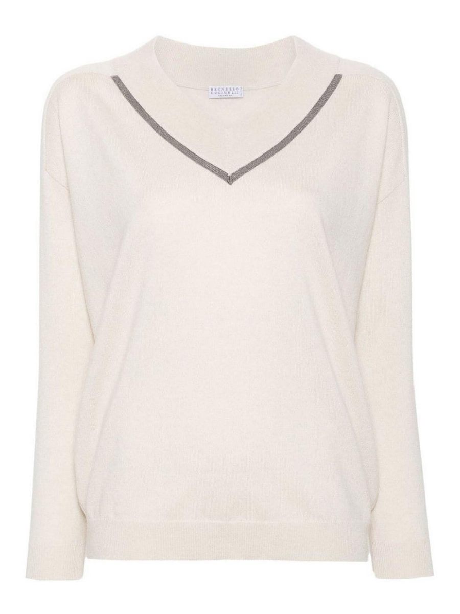 Brunello Cucinelli Pull À Col V - Blanc