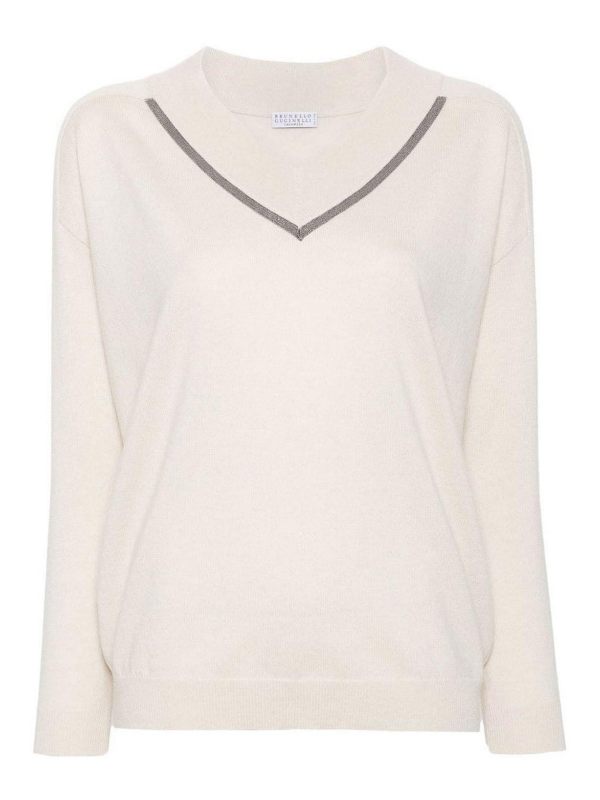 Brunello Cucinelli Pull À Col V - Blanc
