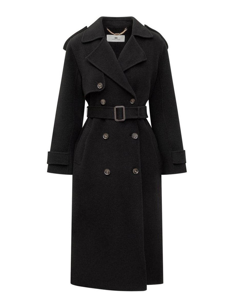Elisabetta Franchi Manteau Court - Noir