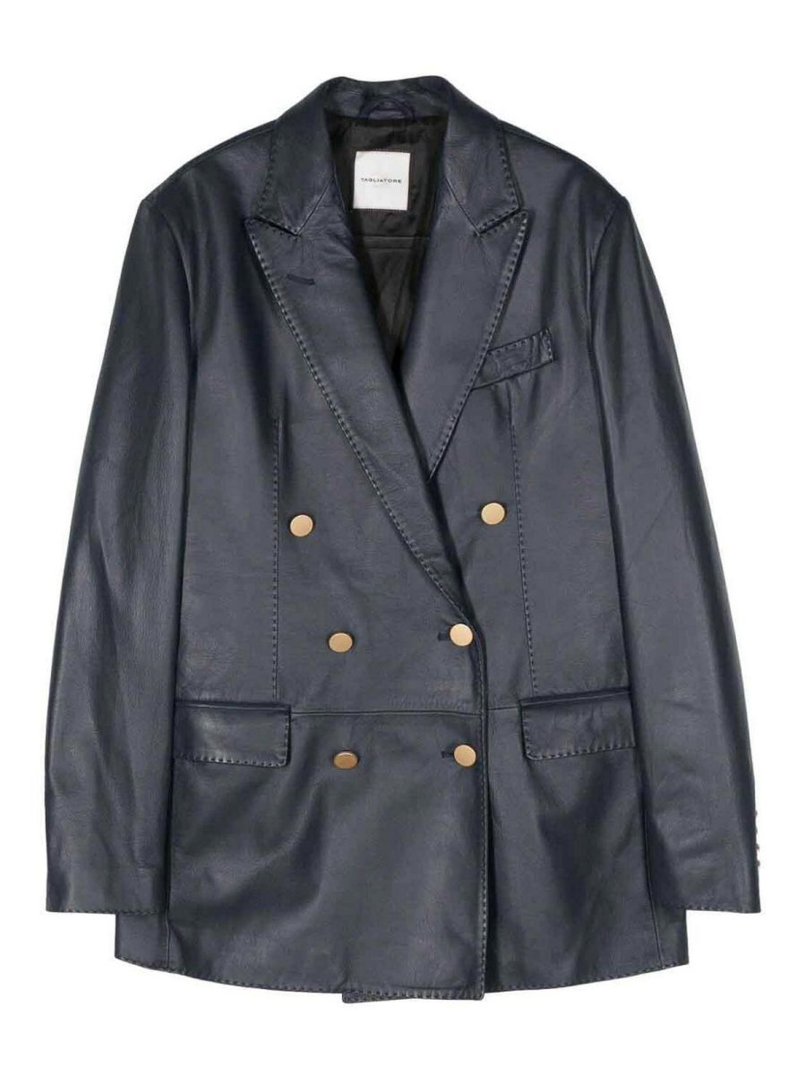 Tagliatore Blouson En Cuir - Bleu Foncé