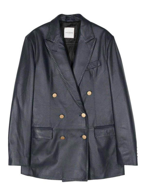 Tagliatore Blouson En Cuir - Bleu Foncé