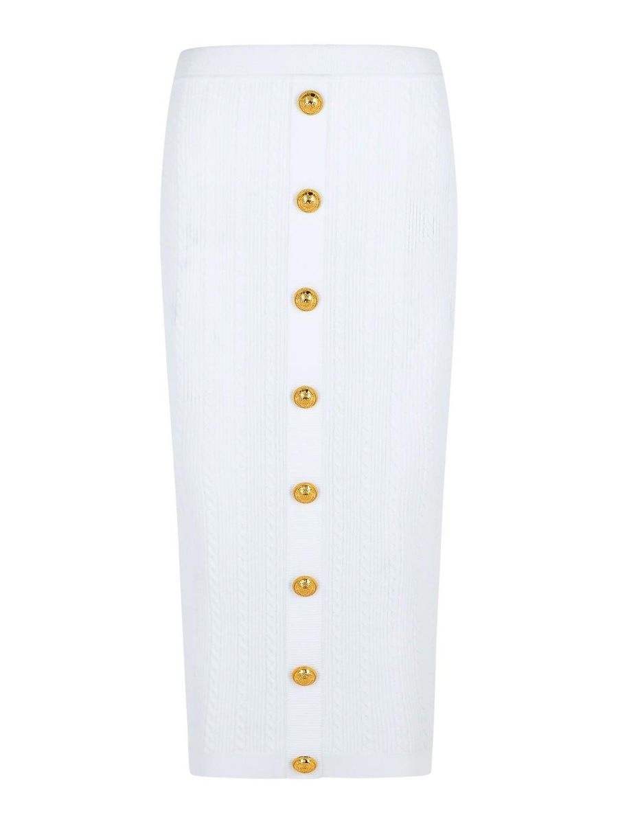 Balmain Jupe Midi - Blanc