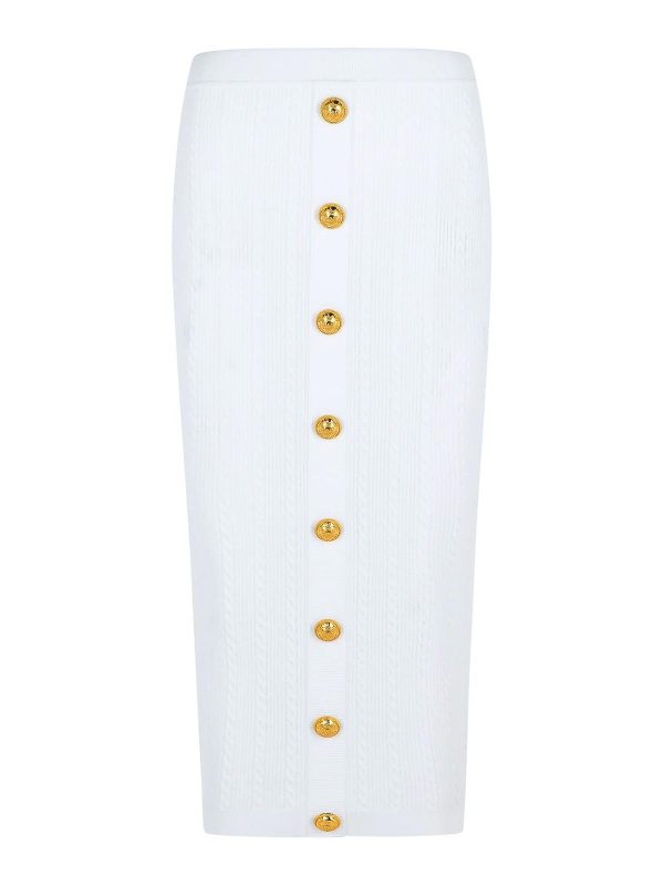 Balmain Jupe Midi - Blanc