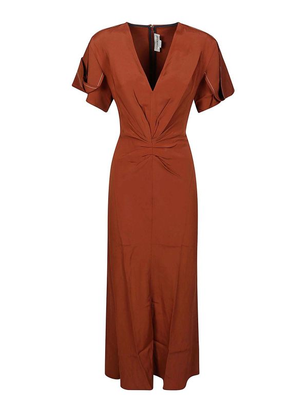 Victoria Beckham Robe Au Genou - Marron