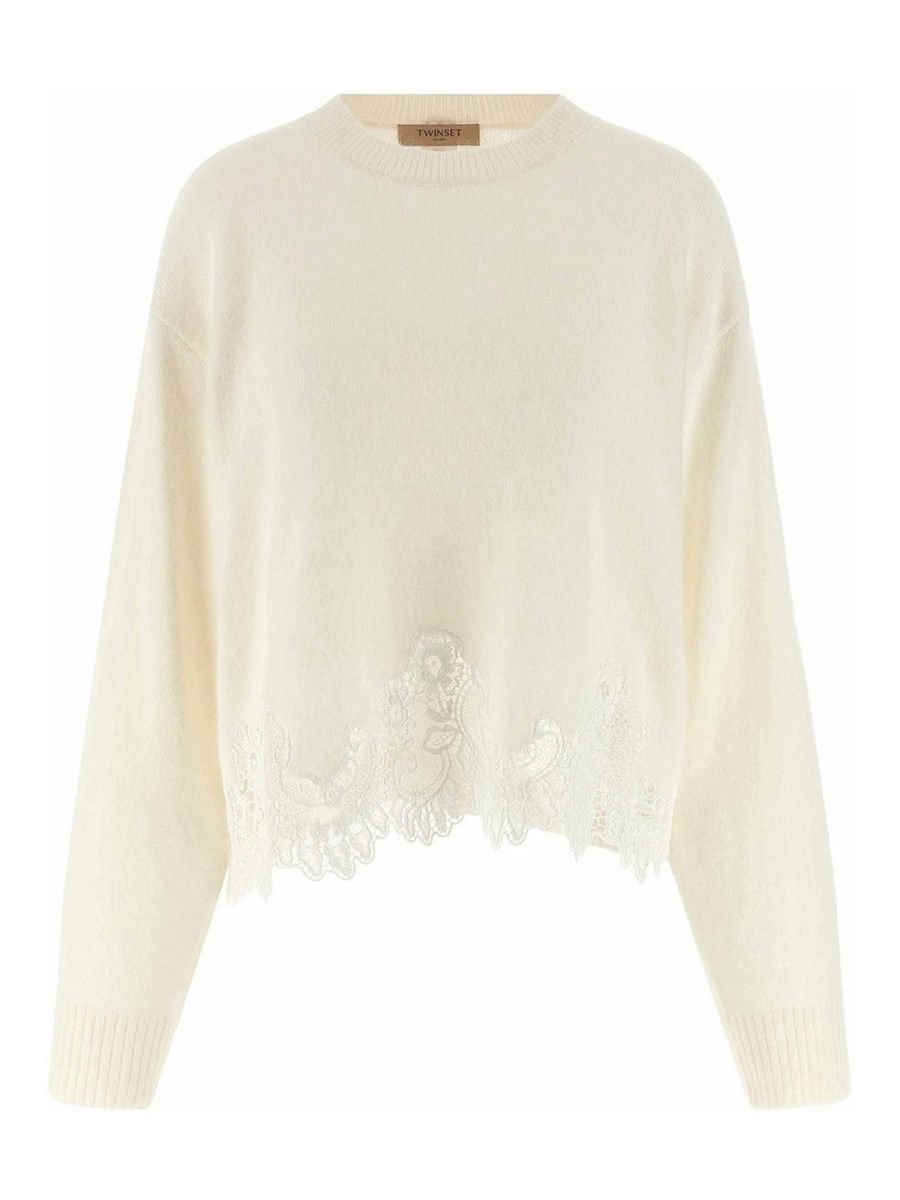 Twinset Pull Col Rond - Crème