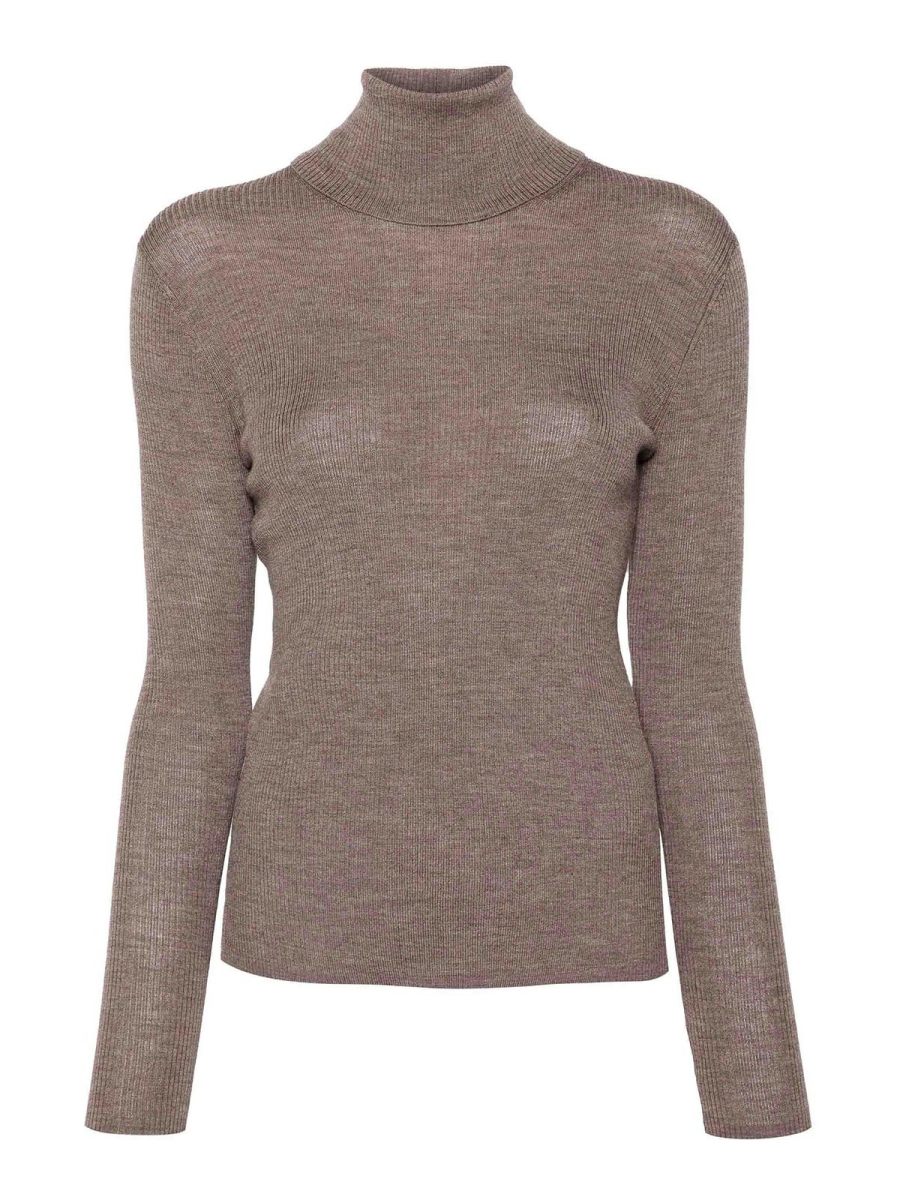 P. A.R. O.S. H. Pull Col Roulé - Marron Clair