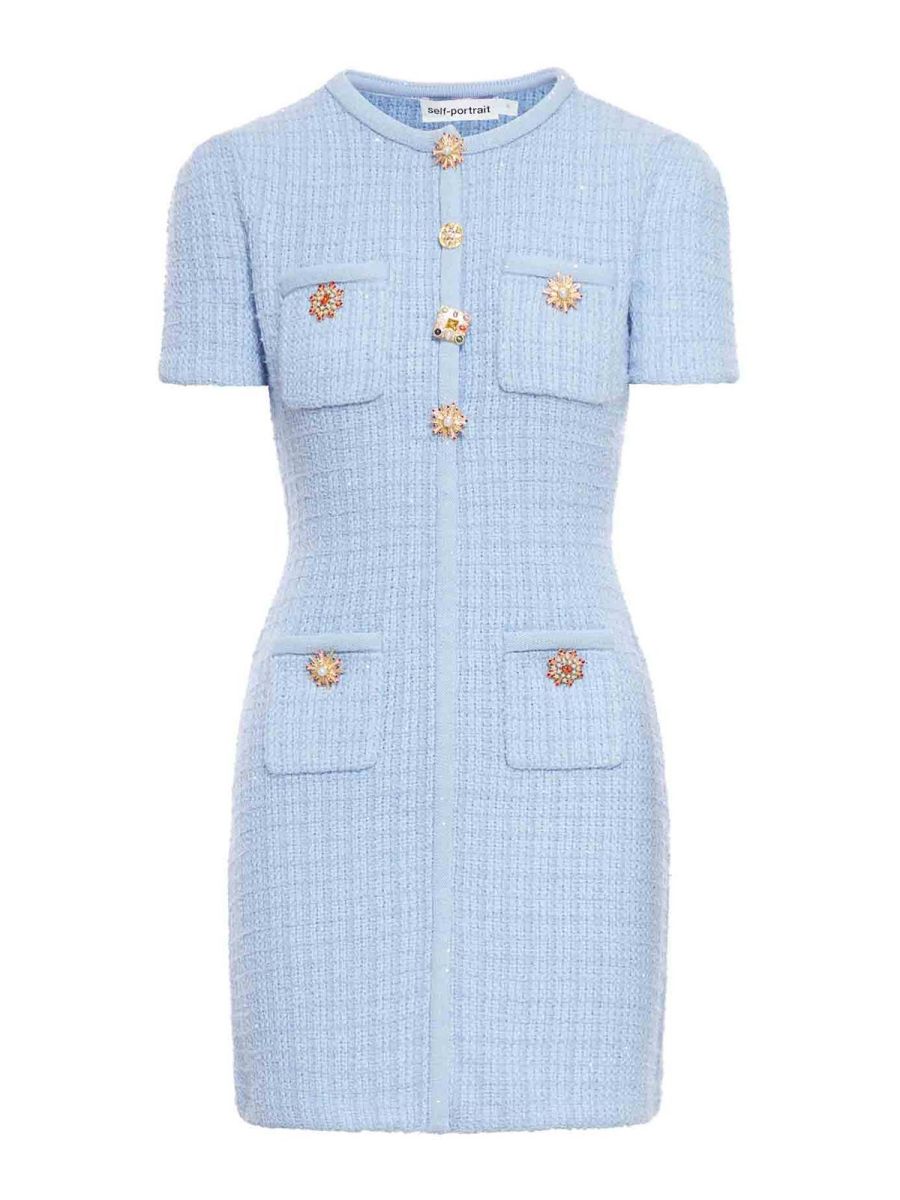 Self Portrait Robe Courte - Bleu