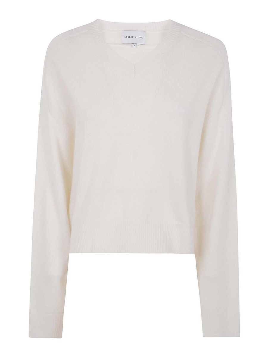 Loulou Studio Pull Col Rond - Blanc
