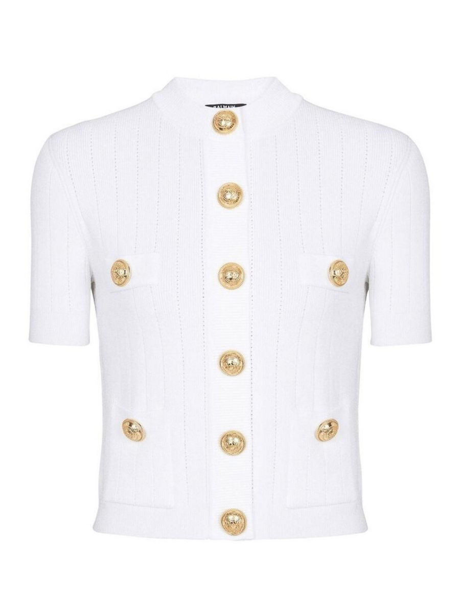 Balmain Pull Col Rond - Blanc