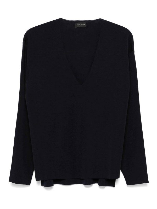 Roberto Collina Pull Col Rond - Bleu Foncé