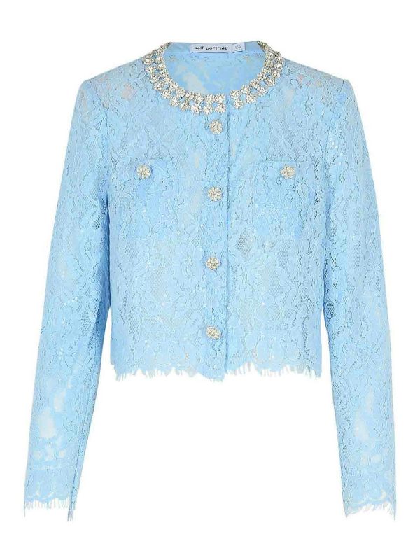 Self Portrait Cardigan - Bleu Clair