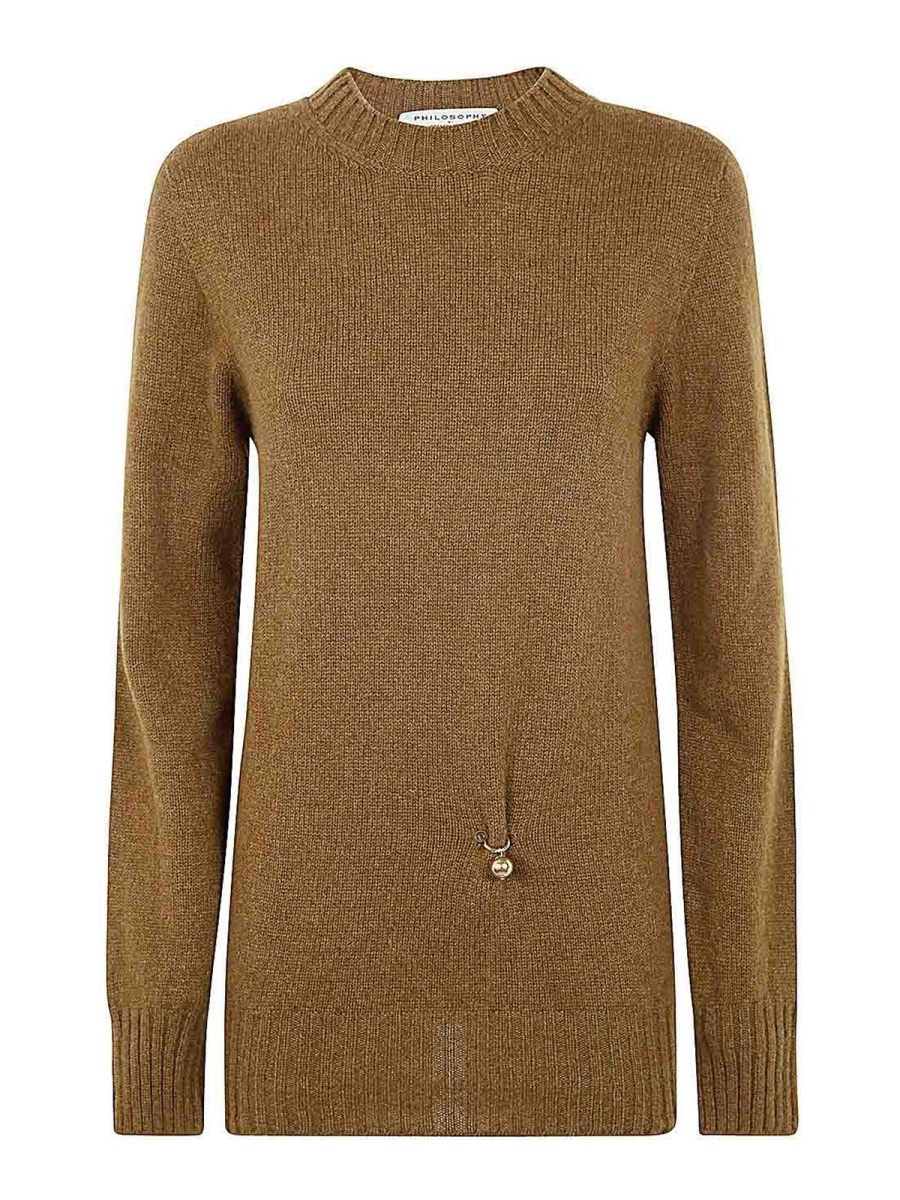 Philosophy di Lorenzo Serafini Pull Col Rond - Marron