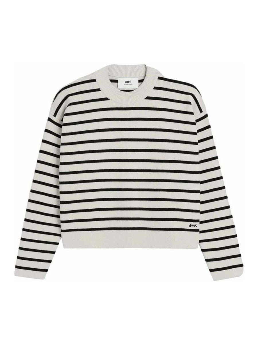 Ami Paris Pull Col Rond - Blanc