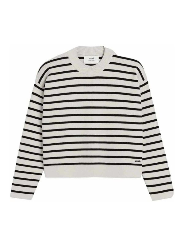 Ami Paris Pull Col Rond - Blanc