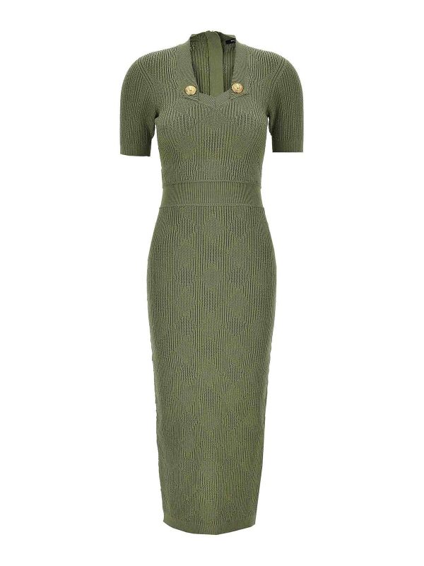 Balmain Robe Au Genou - Vert