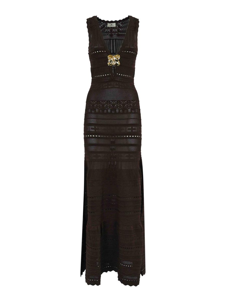 Elisabetta Franchi Maxi Robe - Marron