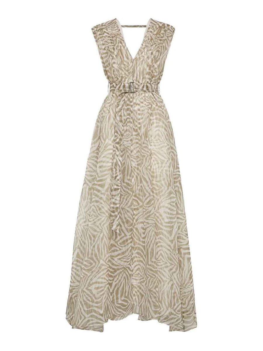 Brunello Cucinelli Robe Au Genou - Beige
