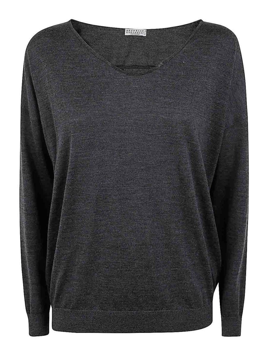 Brunello Cucinelli Pull À Col V - Gris