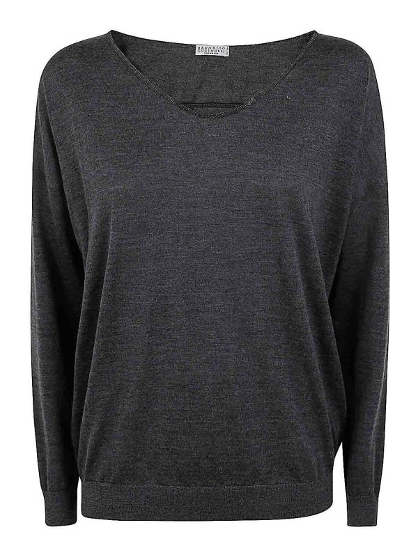 Brunello Cucinelli Pull À Col V - Gris